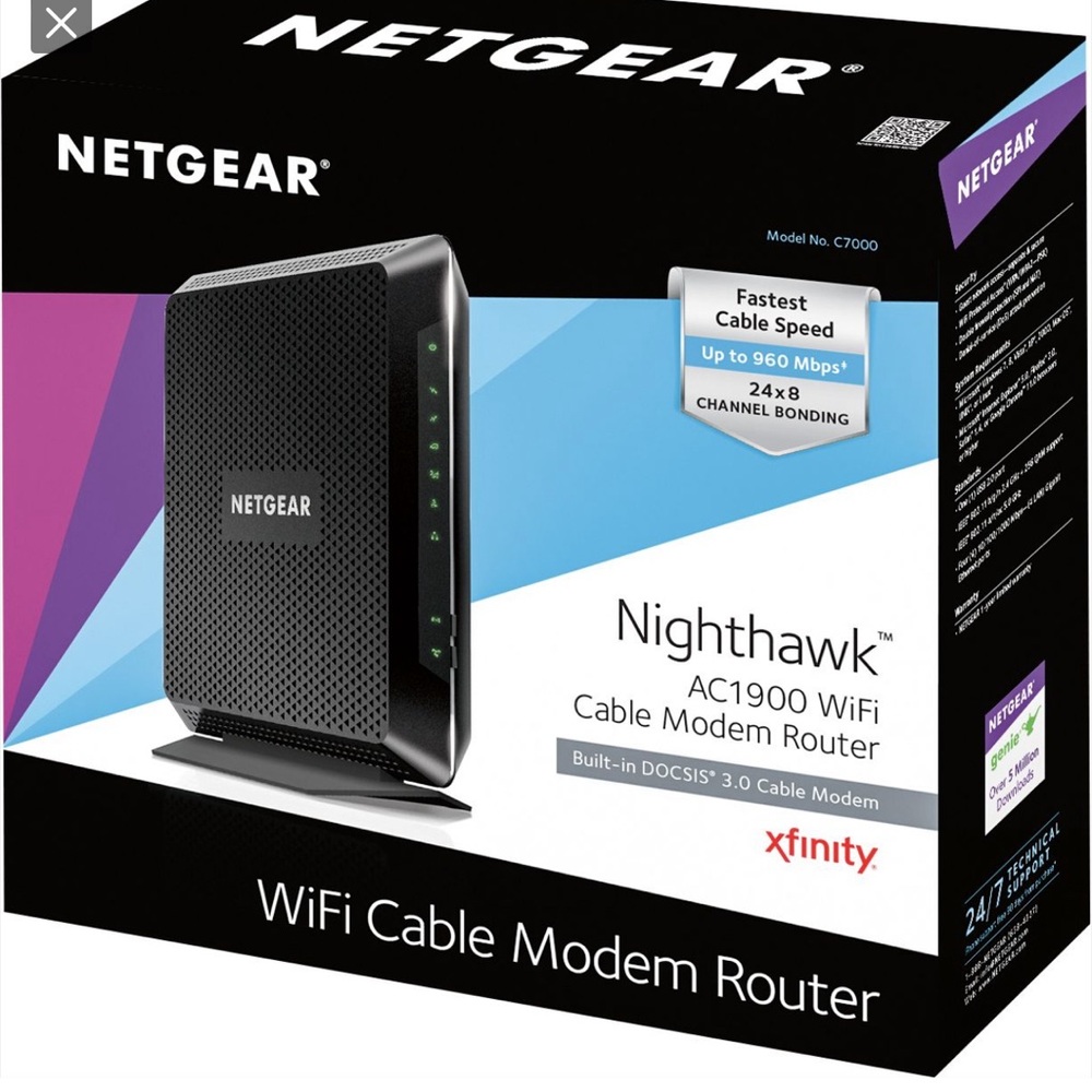 Netgear Nighthawk C7000v2- AC1900 WiFi Cable Modem Router Combo